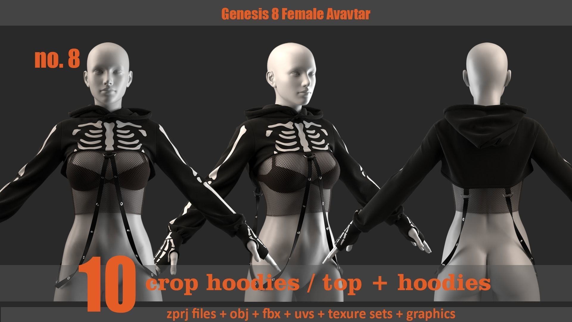 10 crop hoodie and crop hoodie plus top 3D model_8