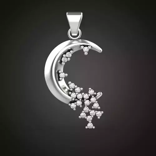 Moon pendant with snowy