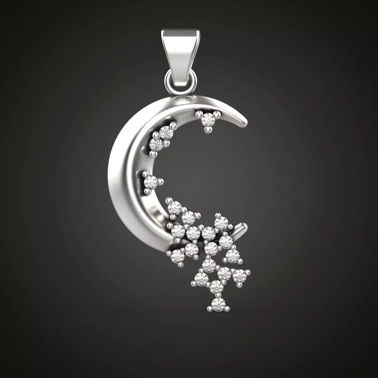 Moon pendant with snowy 3D print model_0