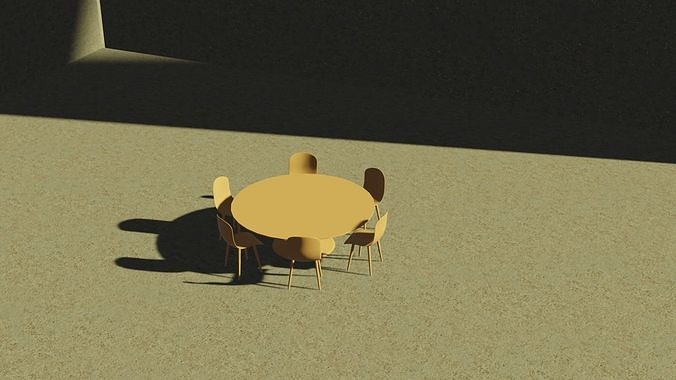 table and chair Low-poly 3D model