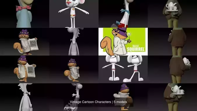 Vintage Cartoon Characters 3D Model Collection