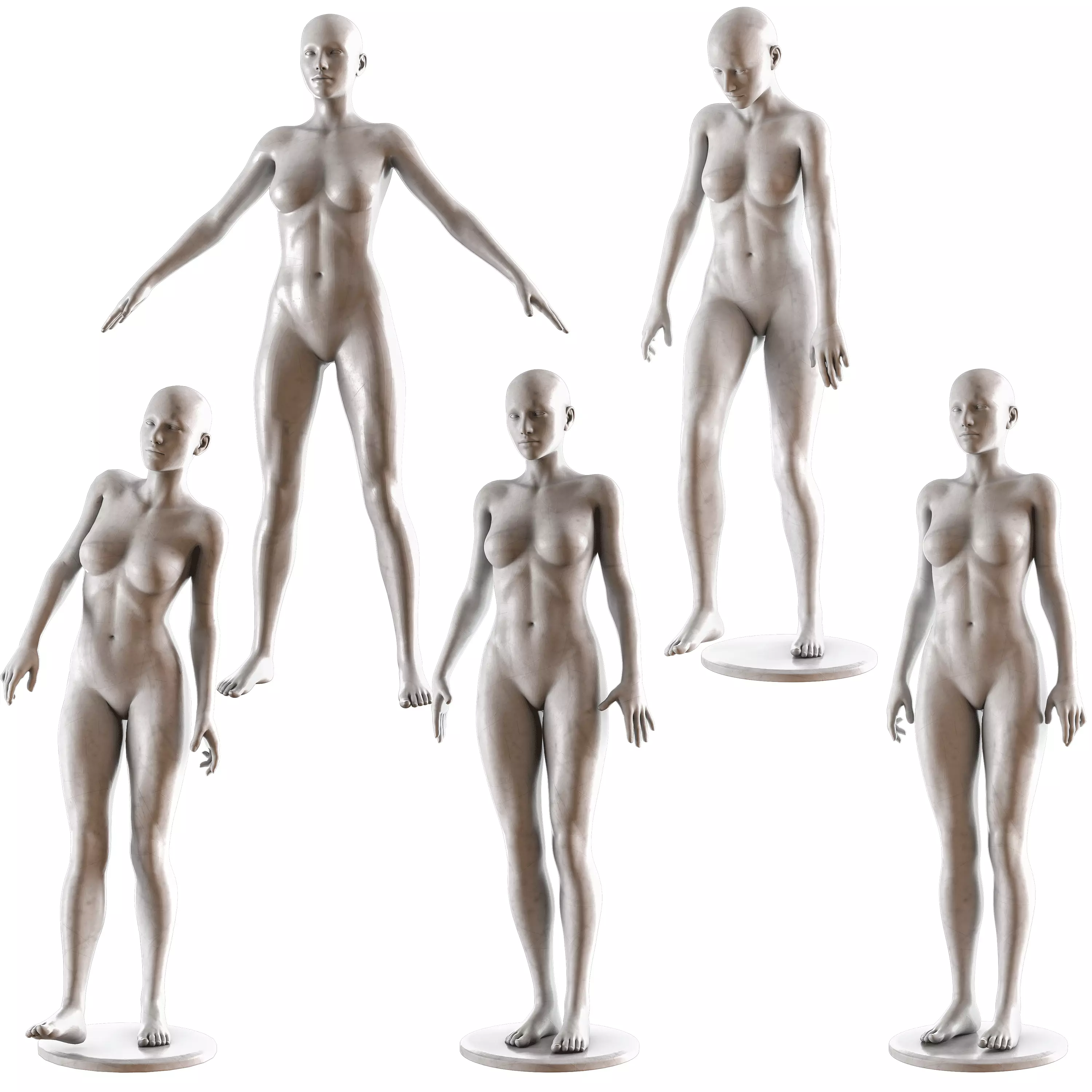 Female Mannequin Collection Vol 01 Pbr Low Poly Low-poly 3D model_0