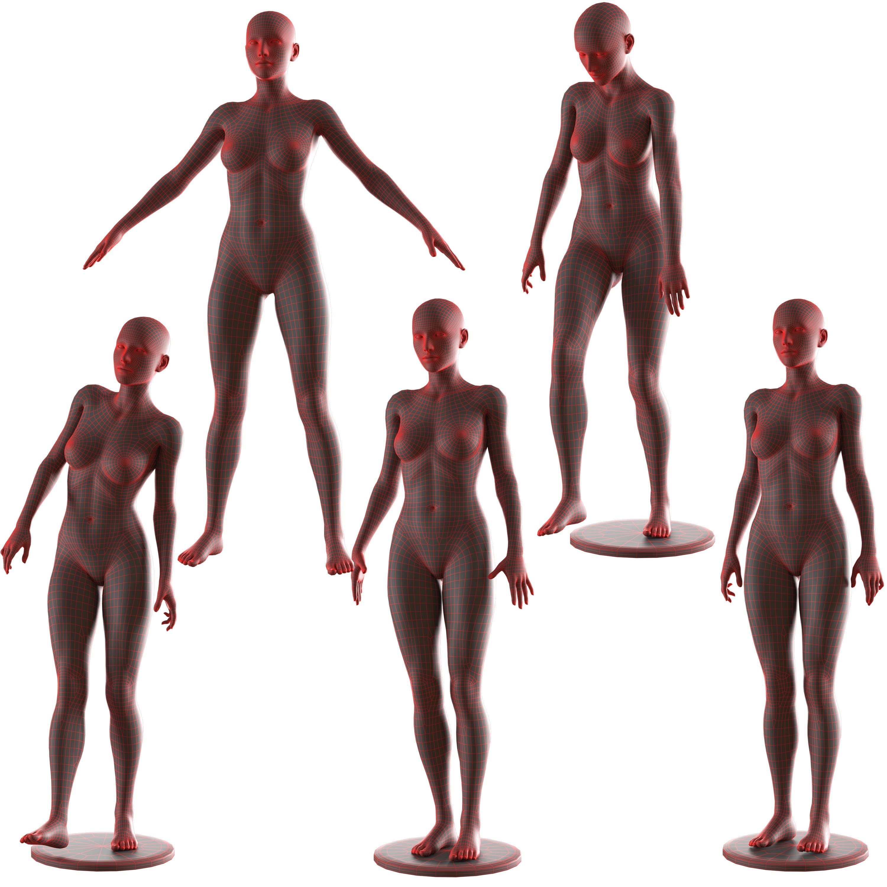 Female Mannequin Collection Vol 01 Pbr Low Poly Low-poly 3D model_2
