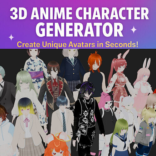 3D Anime Character Model Generator Low-poly 3D model