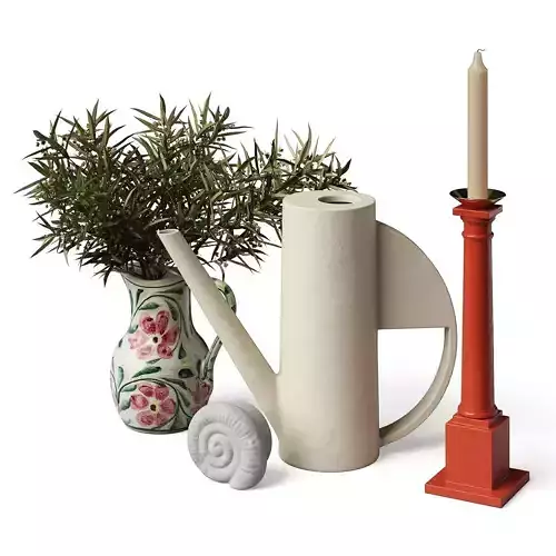 Decorative Set orange candle holder 3D model