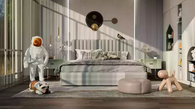Bedroom interior astraunaut