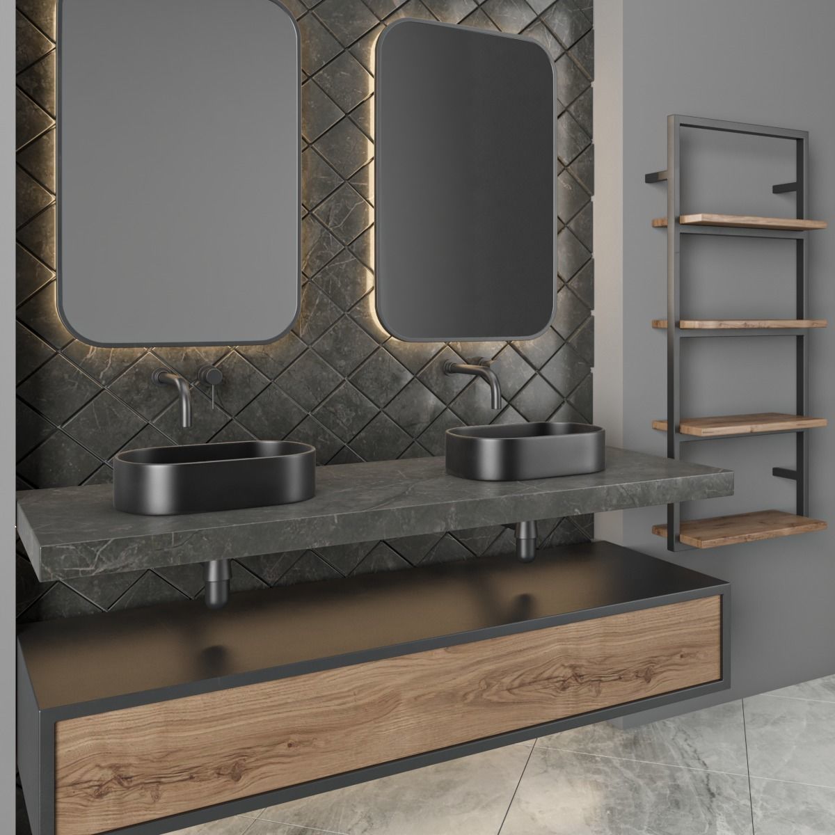 bathroom furniture set 49 3D model_1