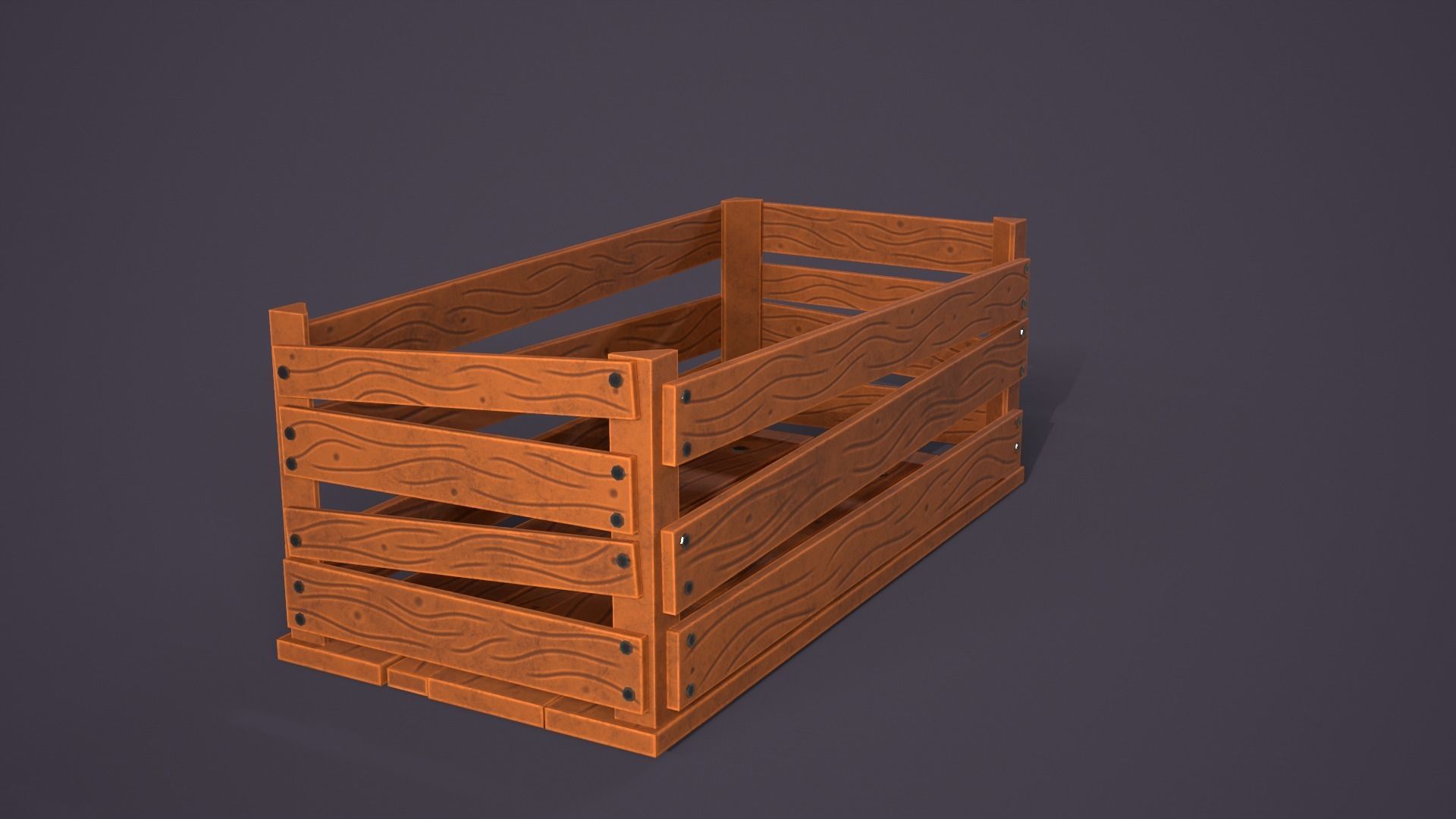 Wooden crate Low-poly 3D model_4