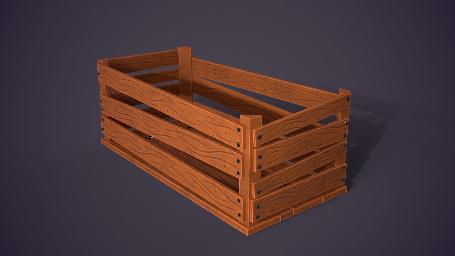 Wooden crate Low-poly 3D model_1