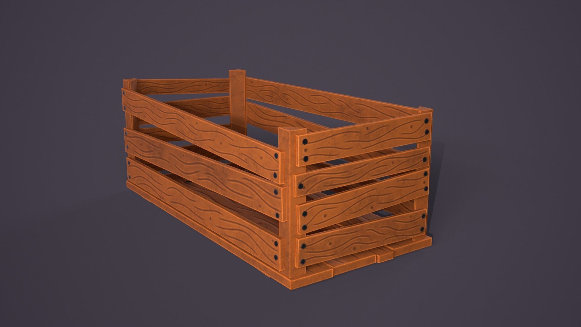 Wooden crate Low-poly 3D model_3