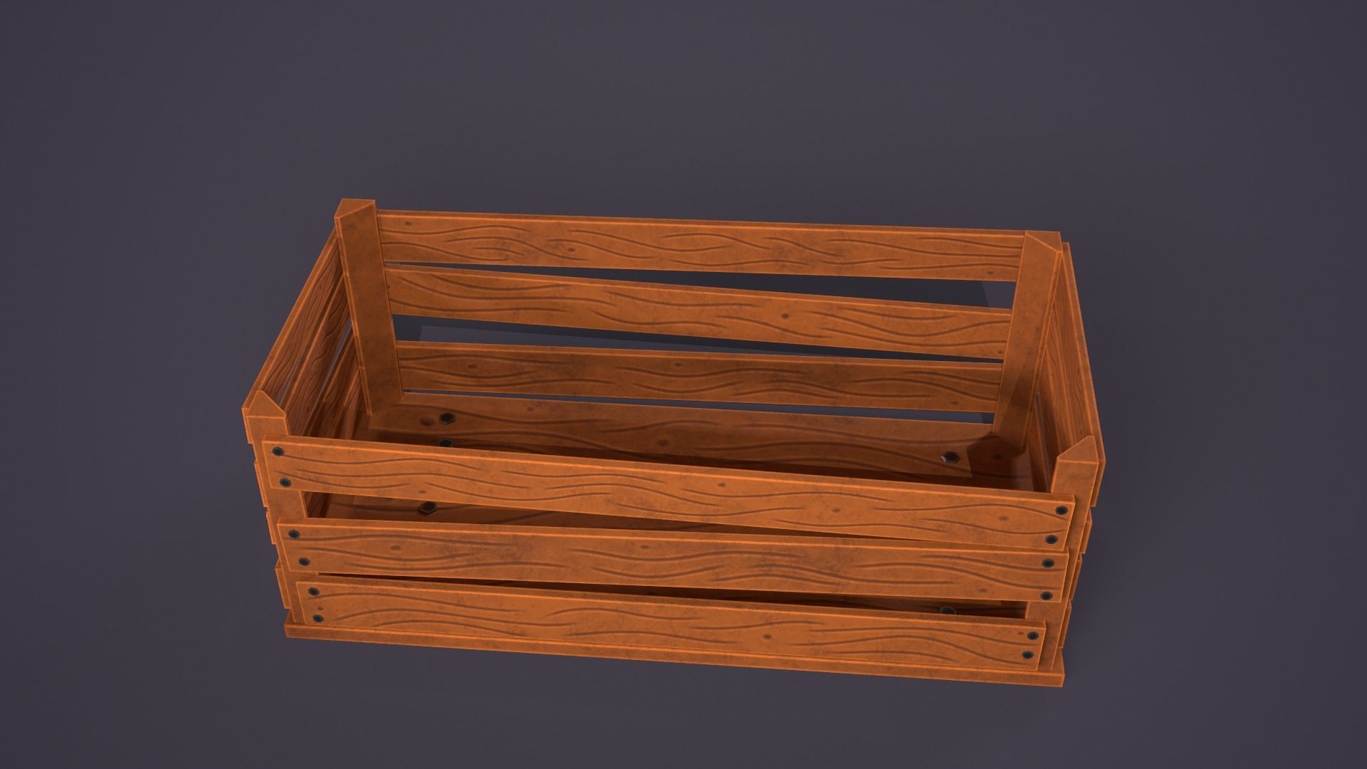 Wooden crate Low-poly 3D model_5