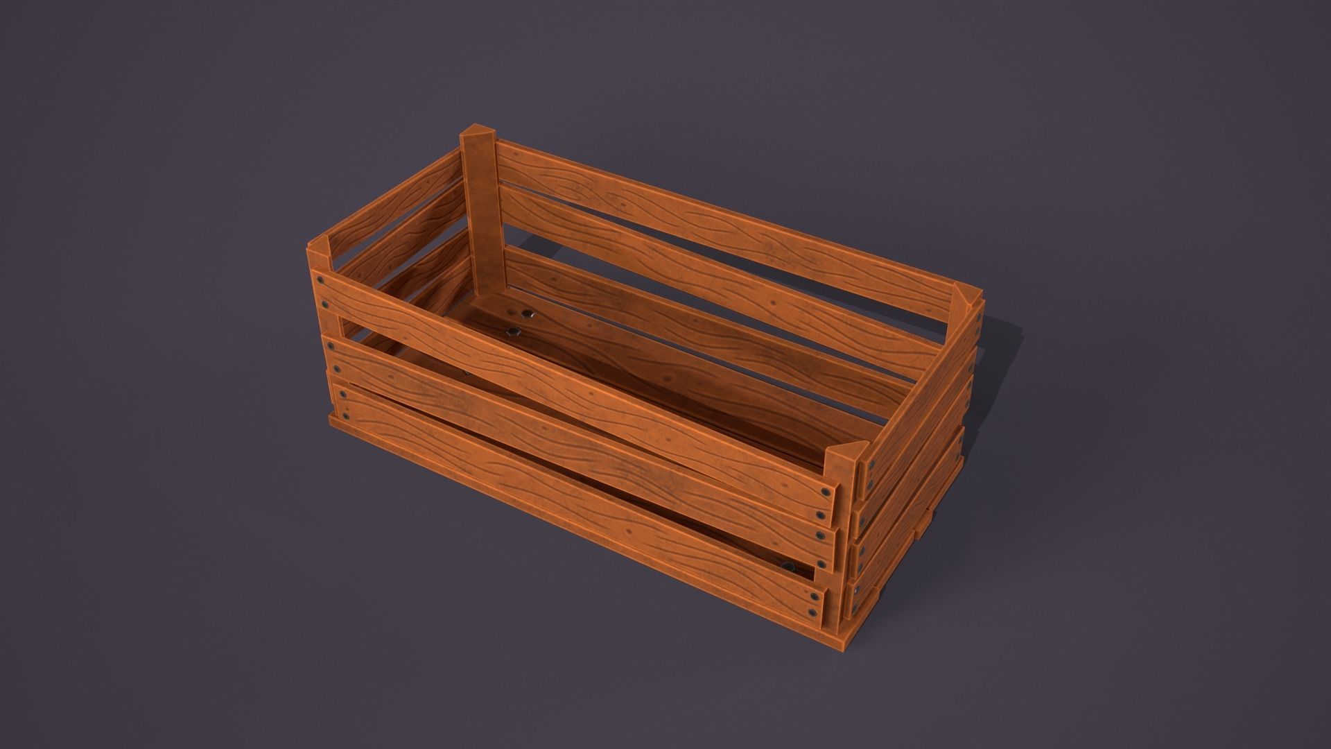 Wooden crate Low-poly 3D model_7