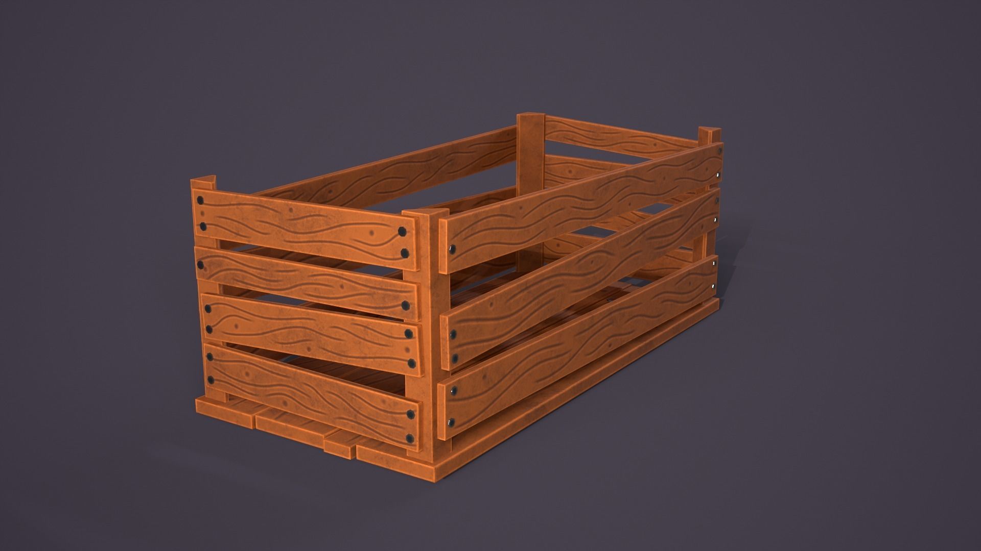 Wooden crate Low-poly 3D model_2
