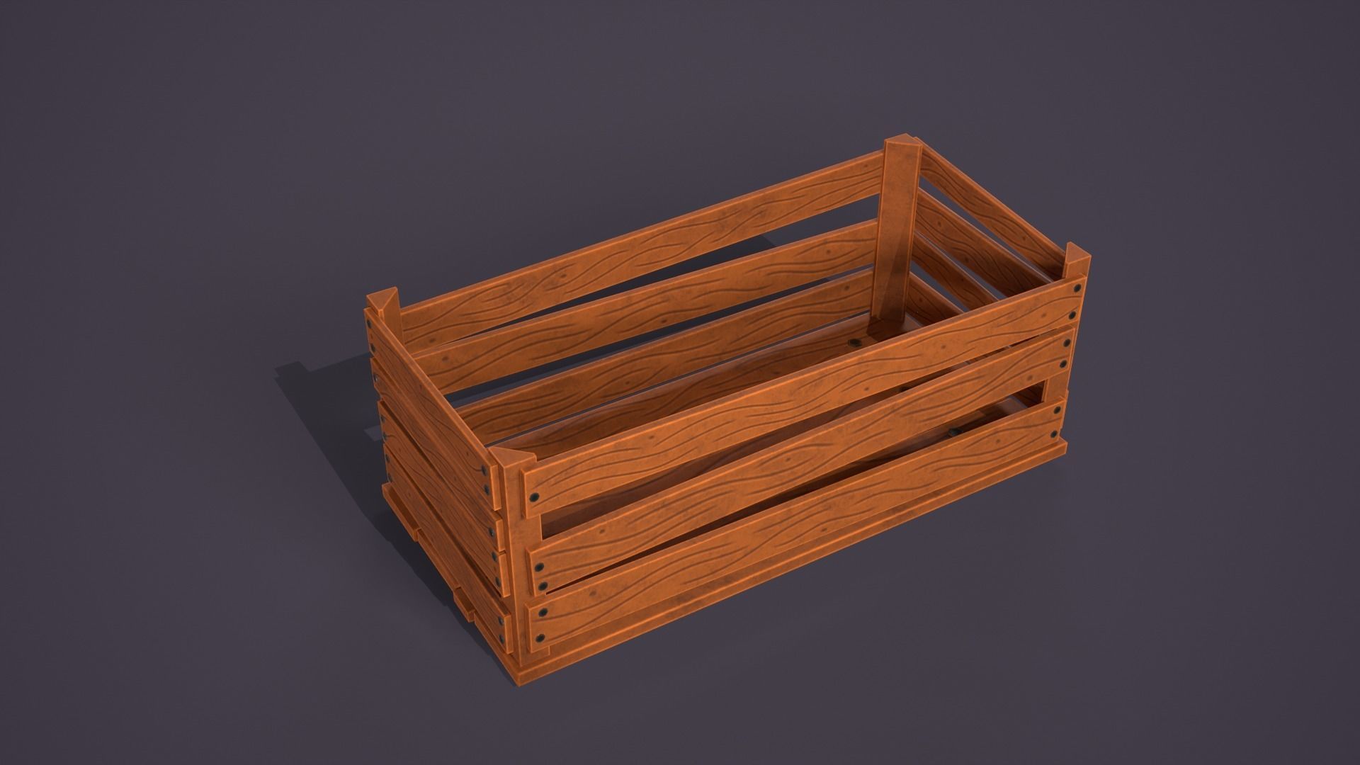 Wooden crate Low-poly 3D model_6
