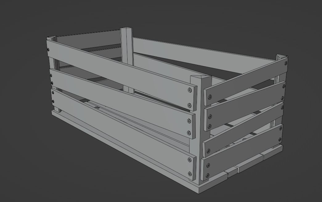 Wooden crate Low-poly 3D model_8