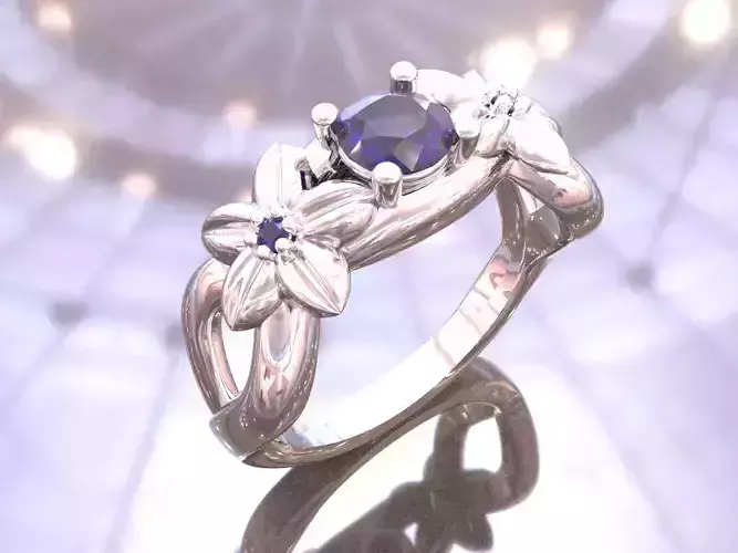 Flower ring model with gem