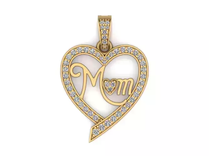 Mom Heart pendant 3D print model