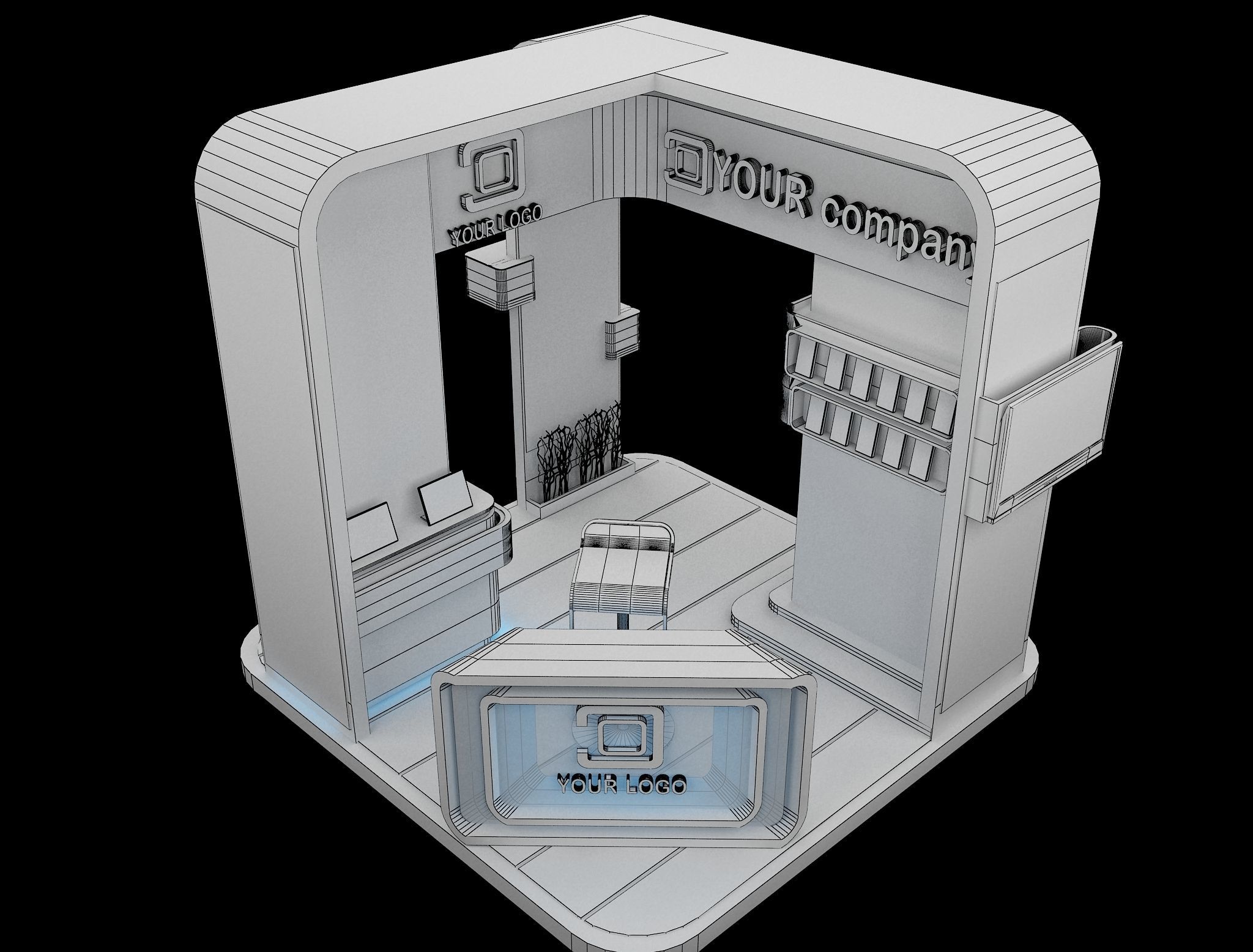  Booth Exhibition Stand a84 3D model_13