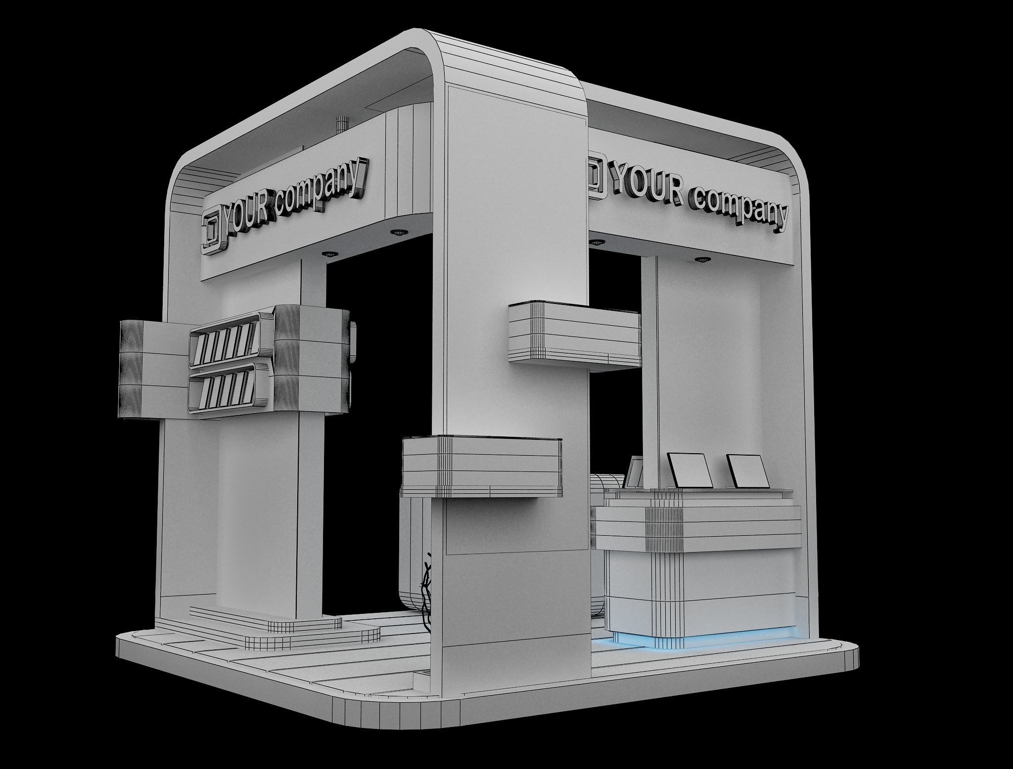  Booth Exhibition Stand a84 3D model_3