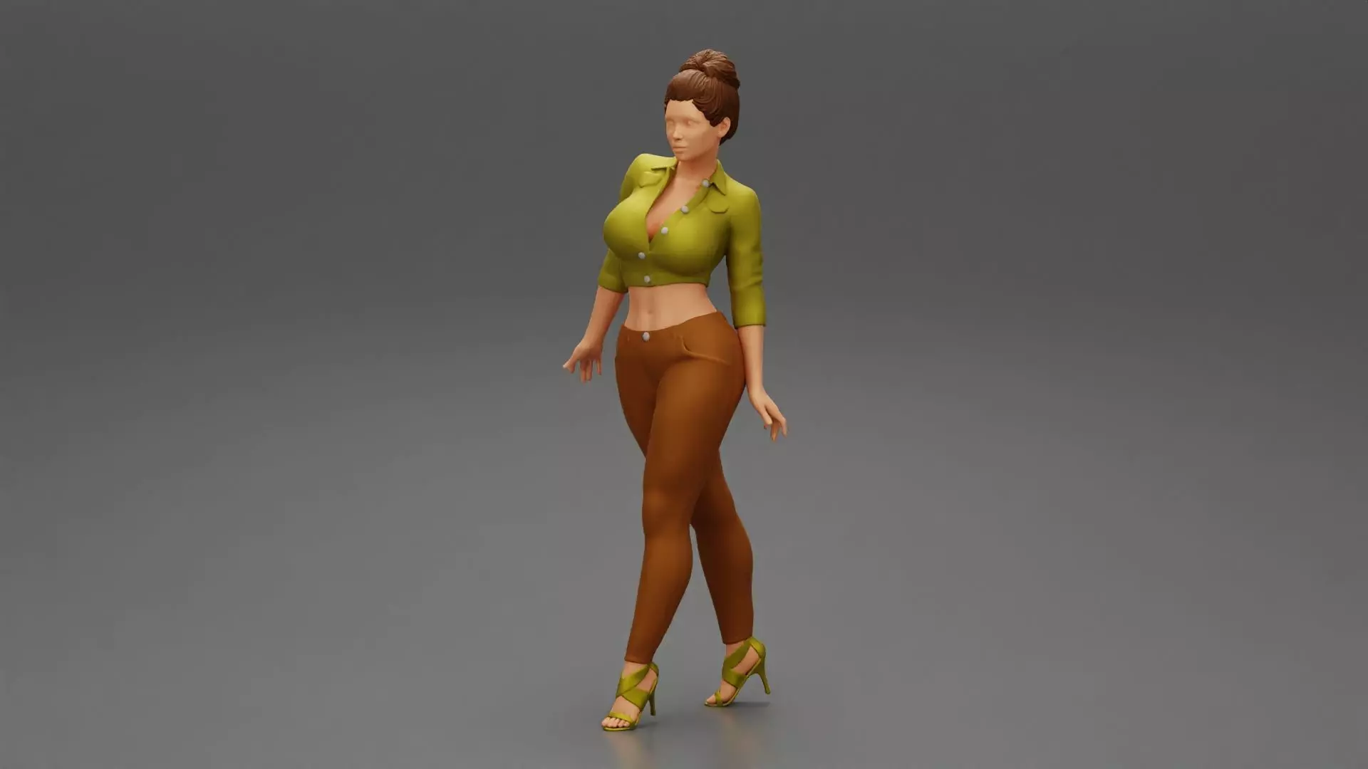 Woman Walking in Jacket Pants and High Heels 3D print model