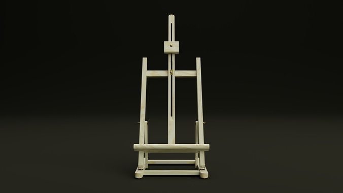 Small realistic wooden easel with brass details 3D model