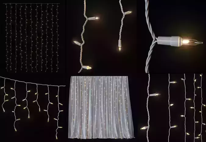 Garland and Bulb String 3 3D model 3D model