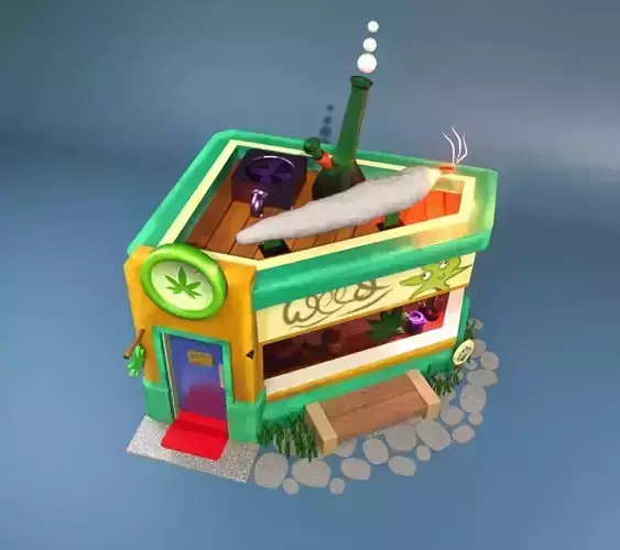 Weed Cannabis marijuana shop Low Poly Blender render  Low-poly 3D model