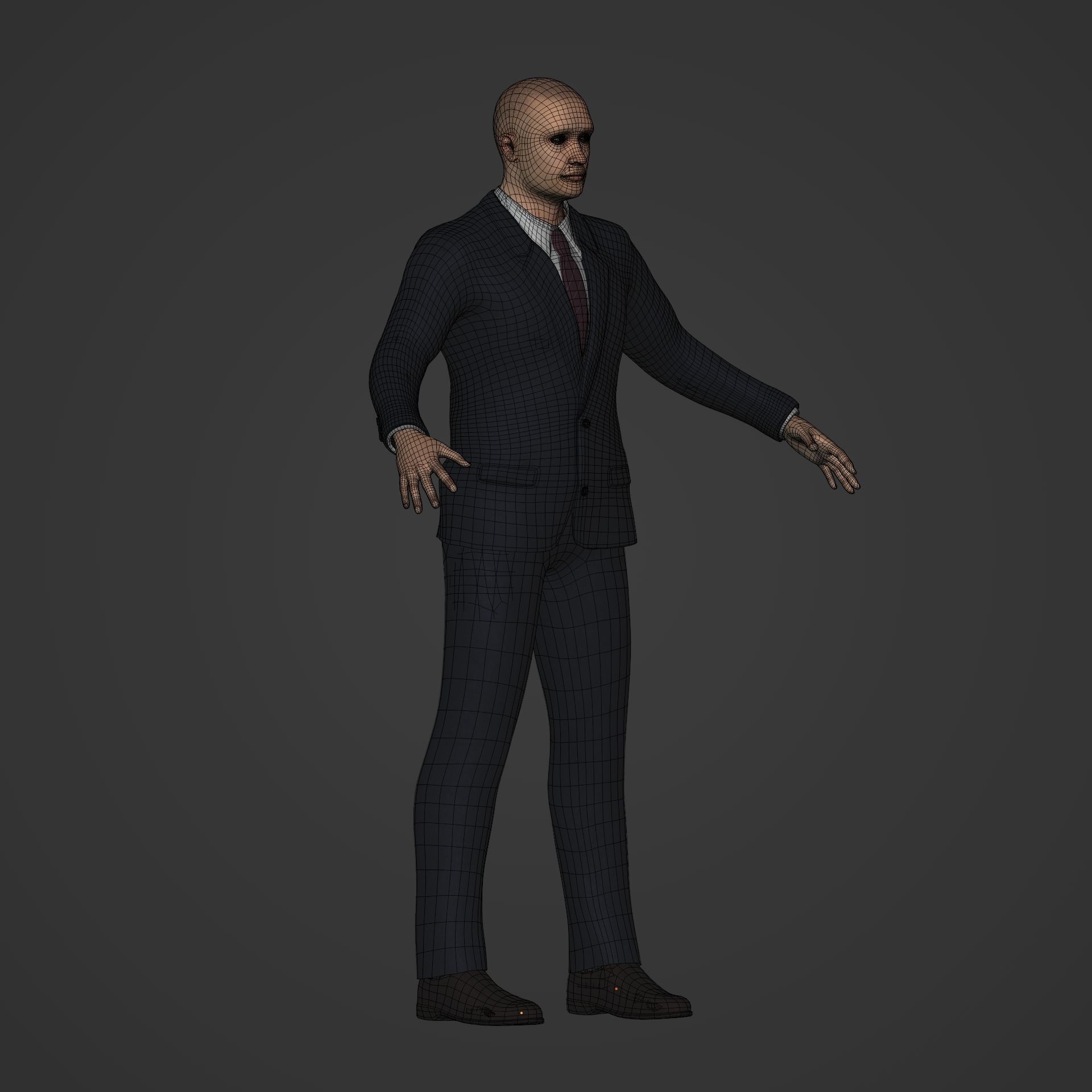 Businessman -- Business Man Suit -- Rigged Low-poly 3D model_14