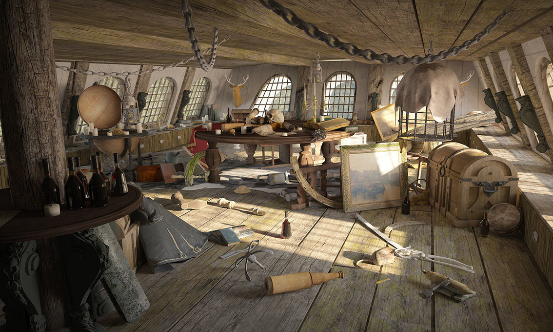 Render of the Captain cabin in very high quality 3D model_1