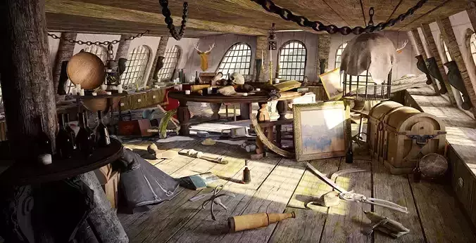 Render of the Captain cabin in very high quality 3D model