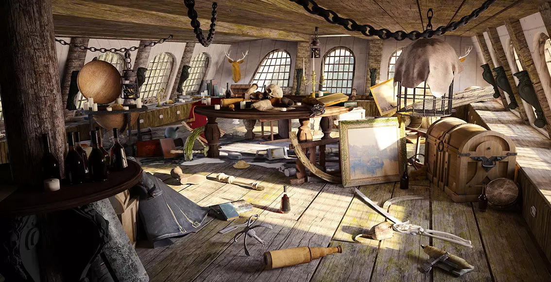 Render of the Captain cabin in very high quality 3D model_0