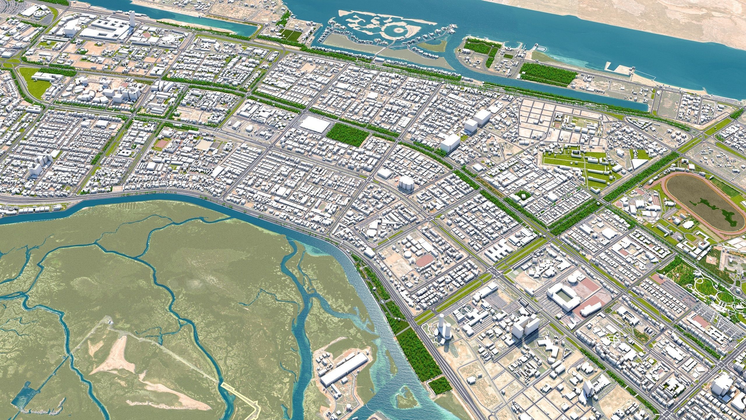Abu Dhabi Downtown UAE Low-poly 3D model_7