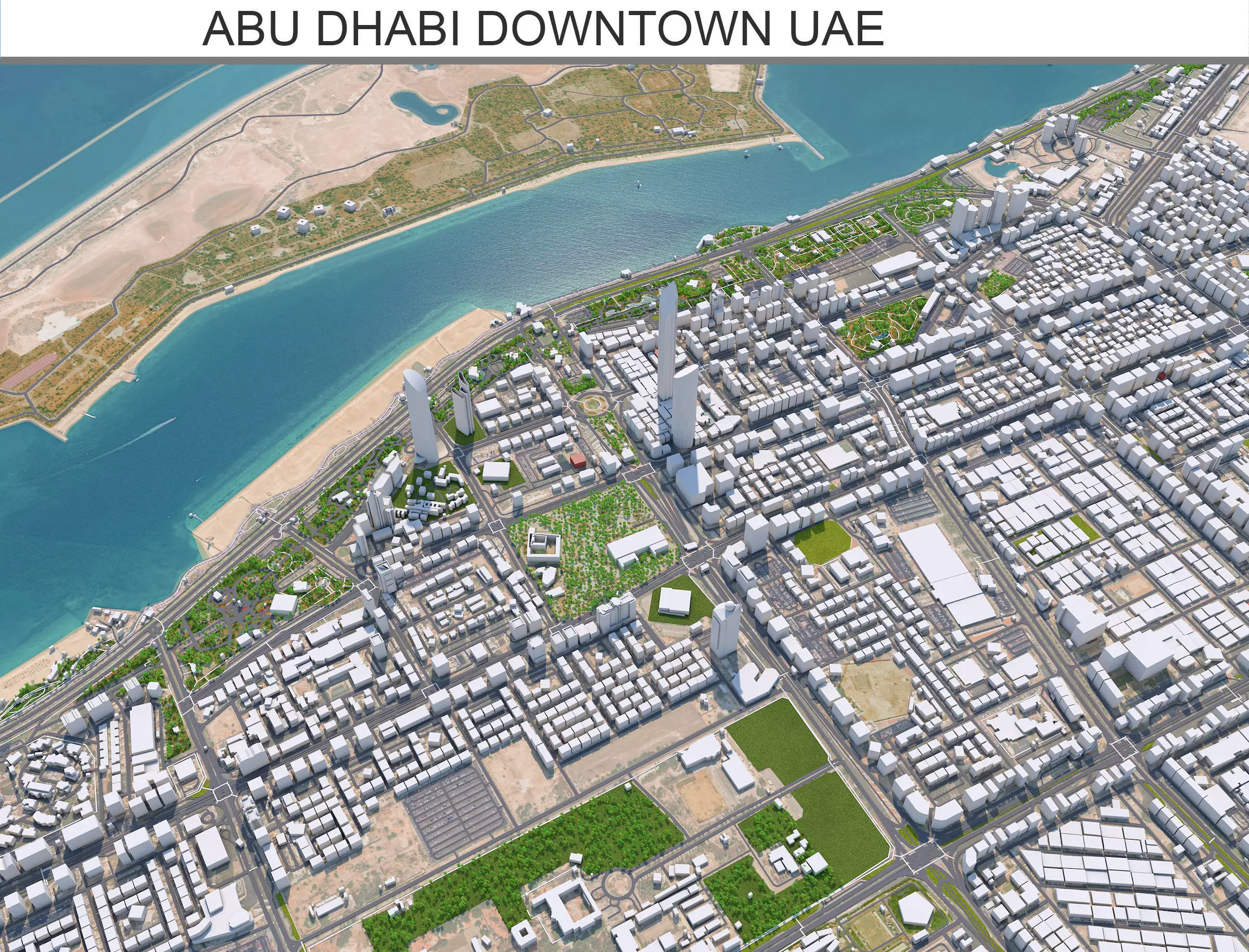 Abu Dhabi Downtown UAE Low-poly 3D model_0