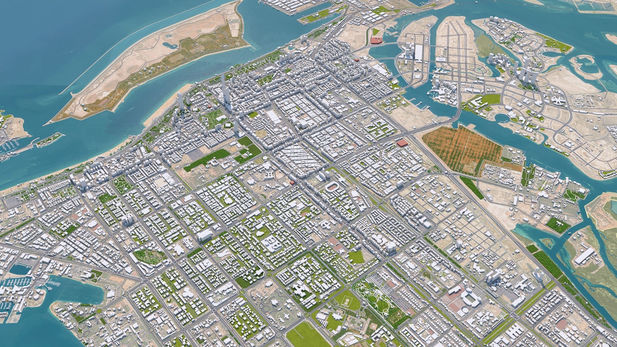 Abu Dhabi Downtown UAE Low-poly 3D model_2