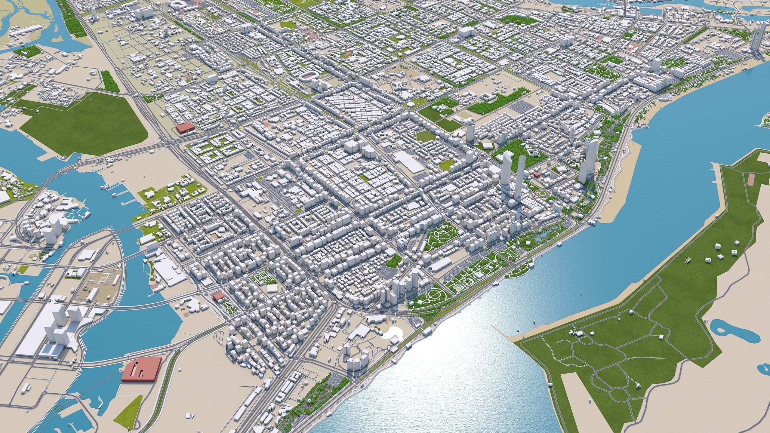 Abu Dhabi Downtown UAE Low-poly 3D model_5