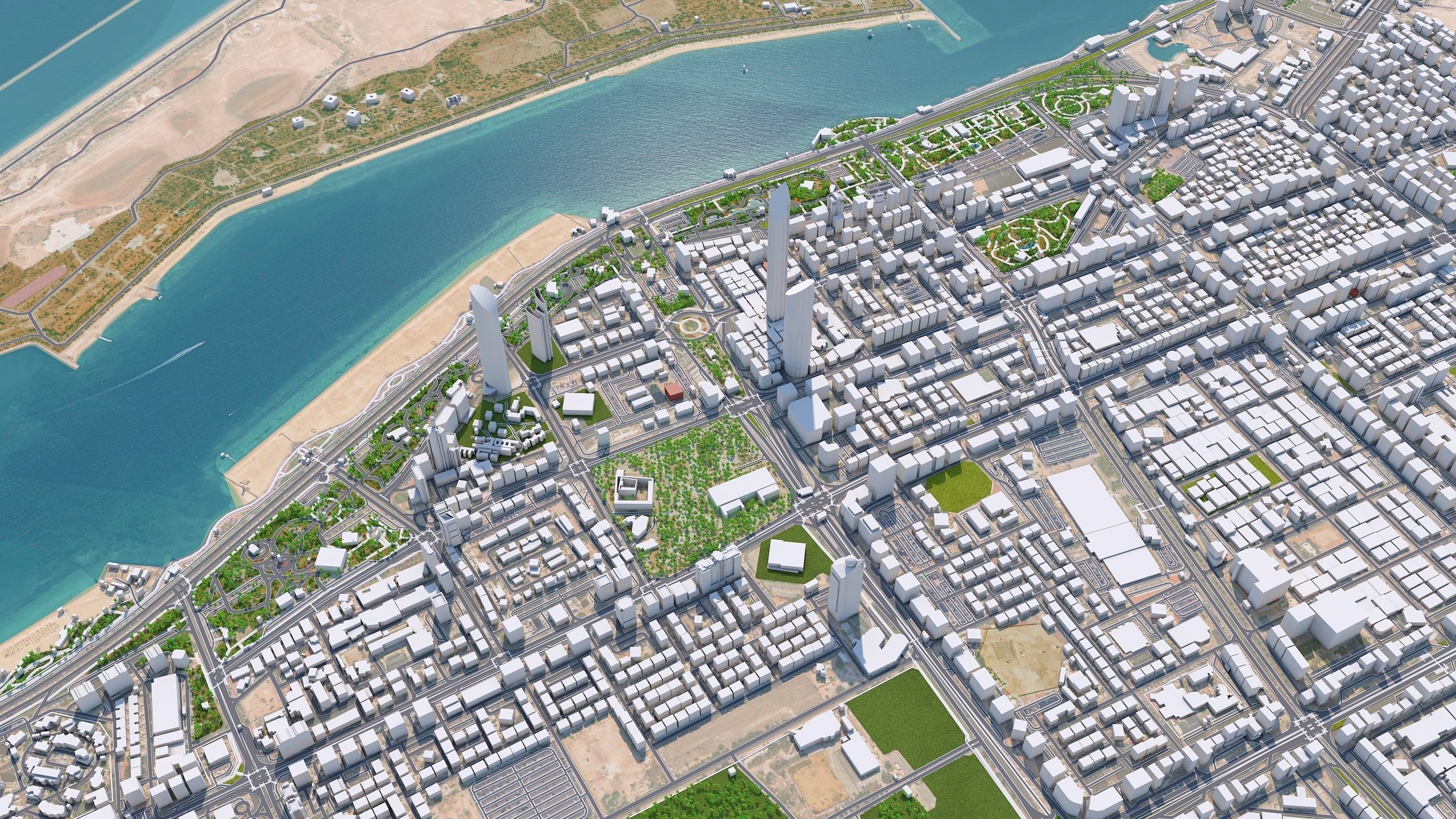 Abu Dhabi Downtown UAE Low-poly 3D model_1