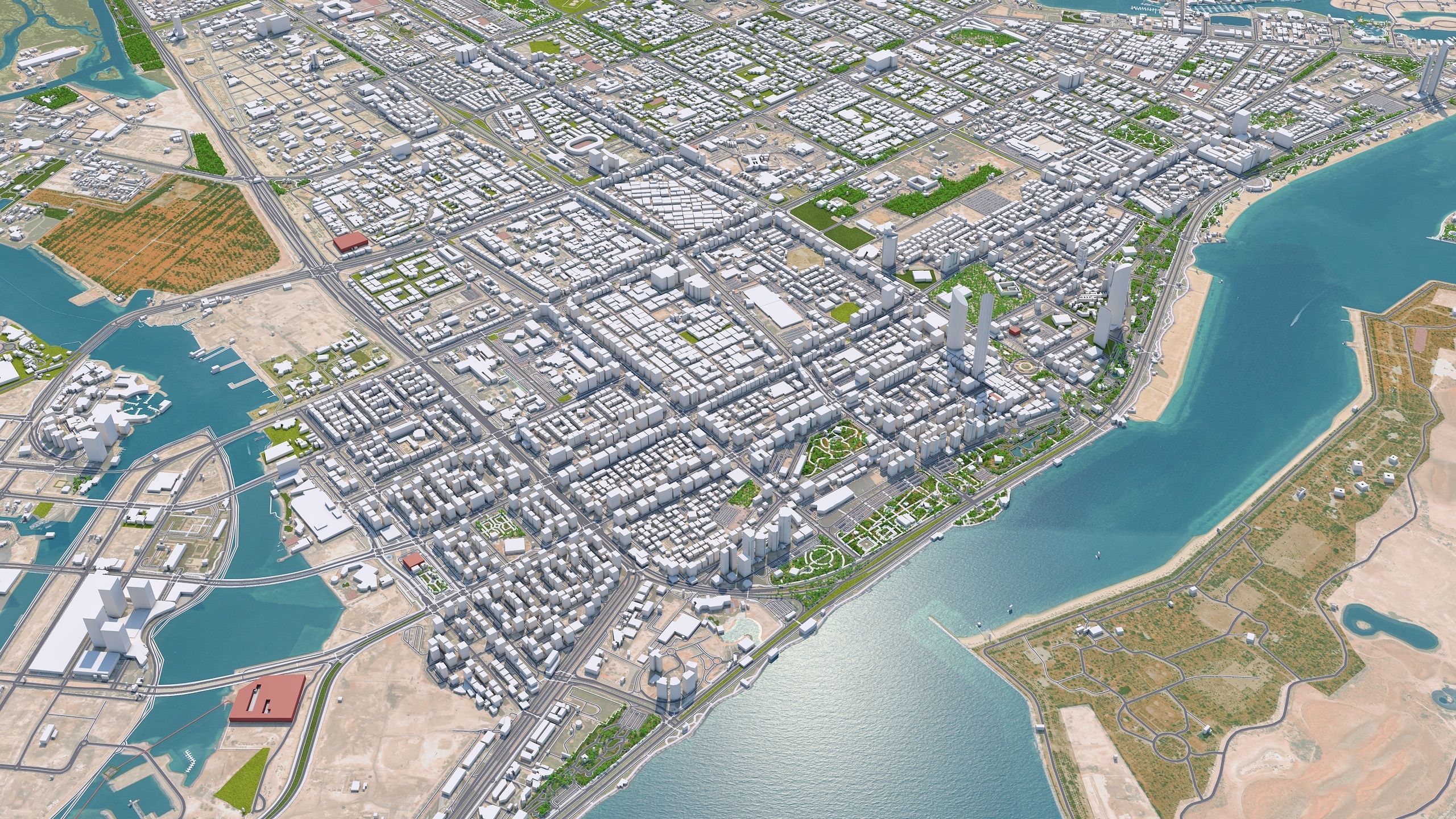 Abu Dhabi Downtown UAE Low-poly 3D model_6