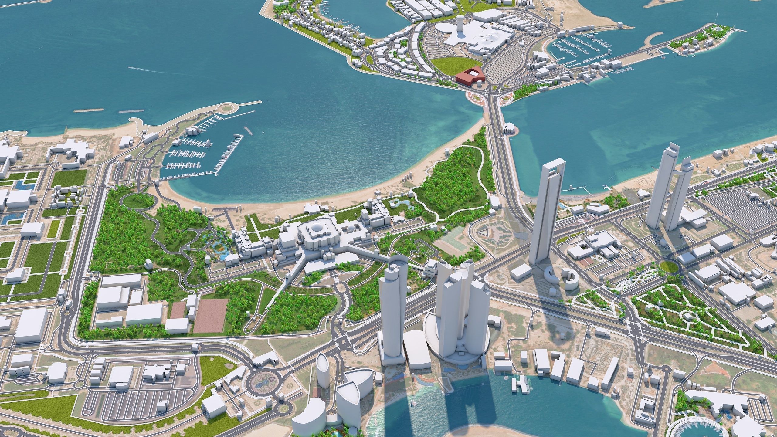 Abu Dhabi Downtown UAE Low-poly 3D model_3