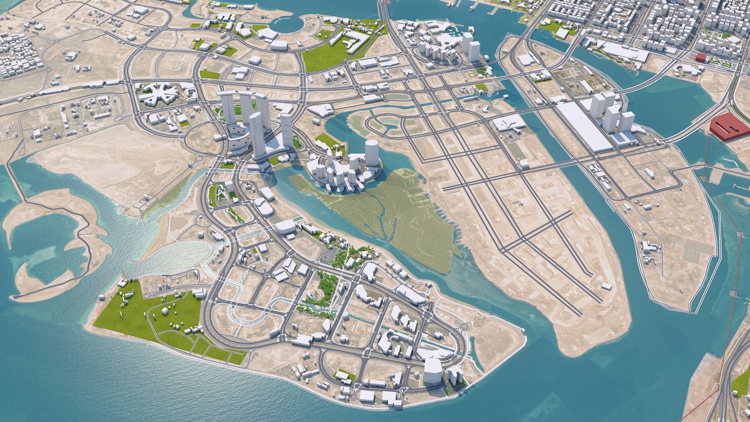 Abu Dhabi Downtown UAE Low-poly 3D model_4