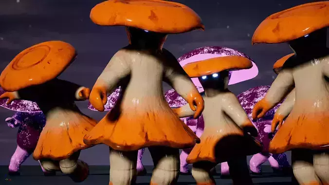Family Mushroom Low-poly 3D model