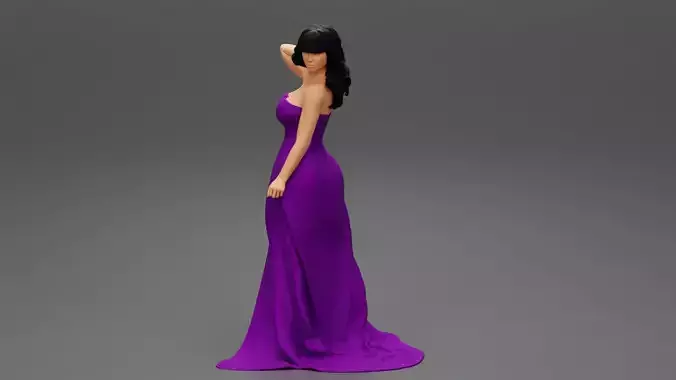 Woman Posing in Front Open Long Dress