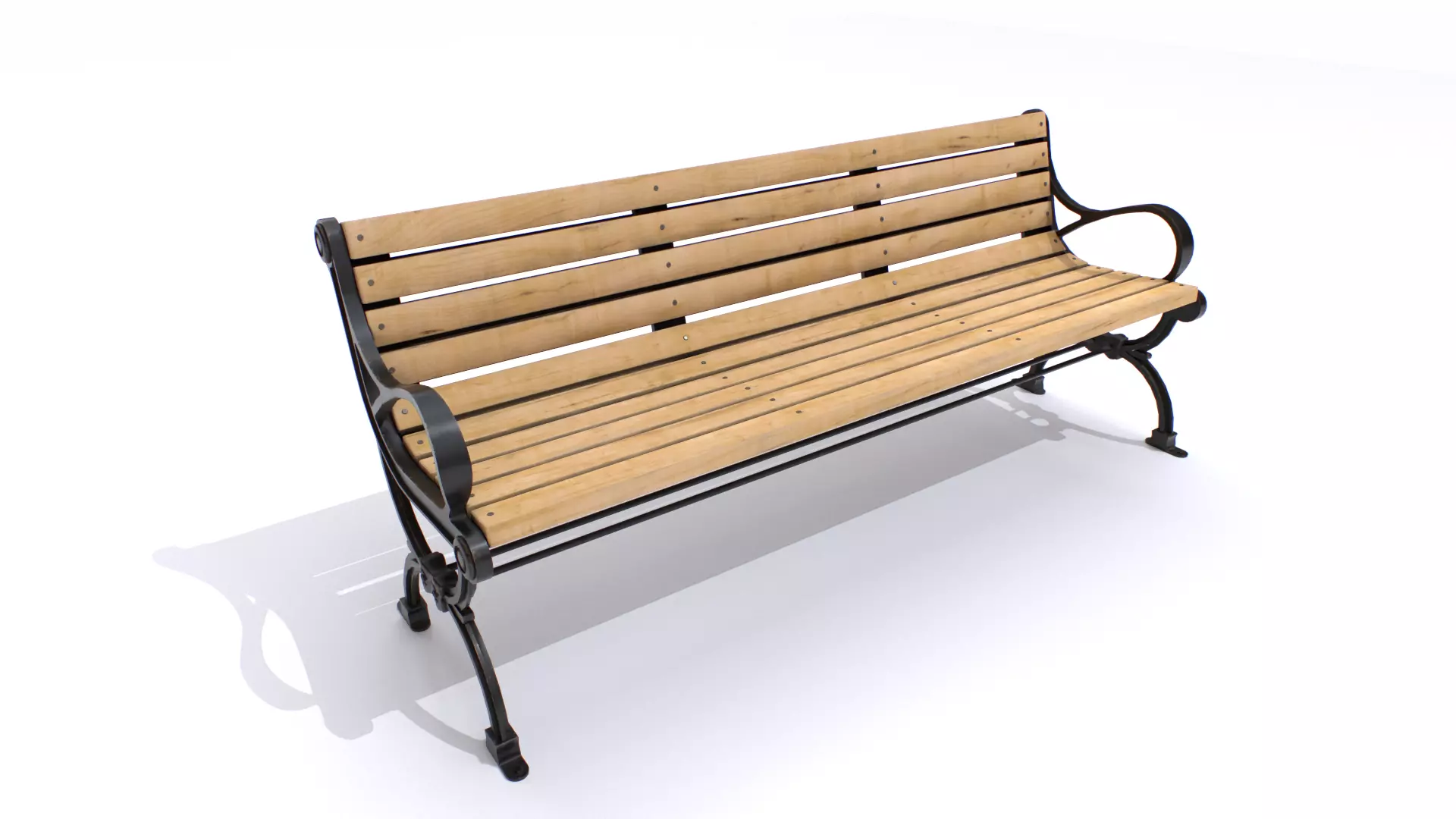 Wooden Bench 5 Low-poly 3D model