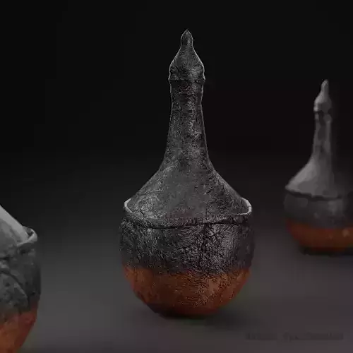 Ancient Blackened Pot Low-poly 3D model