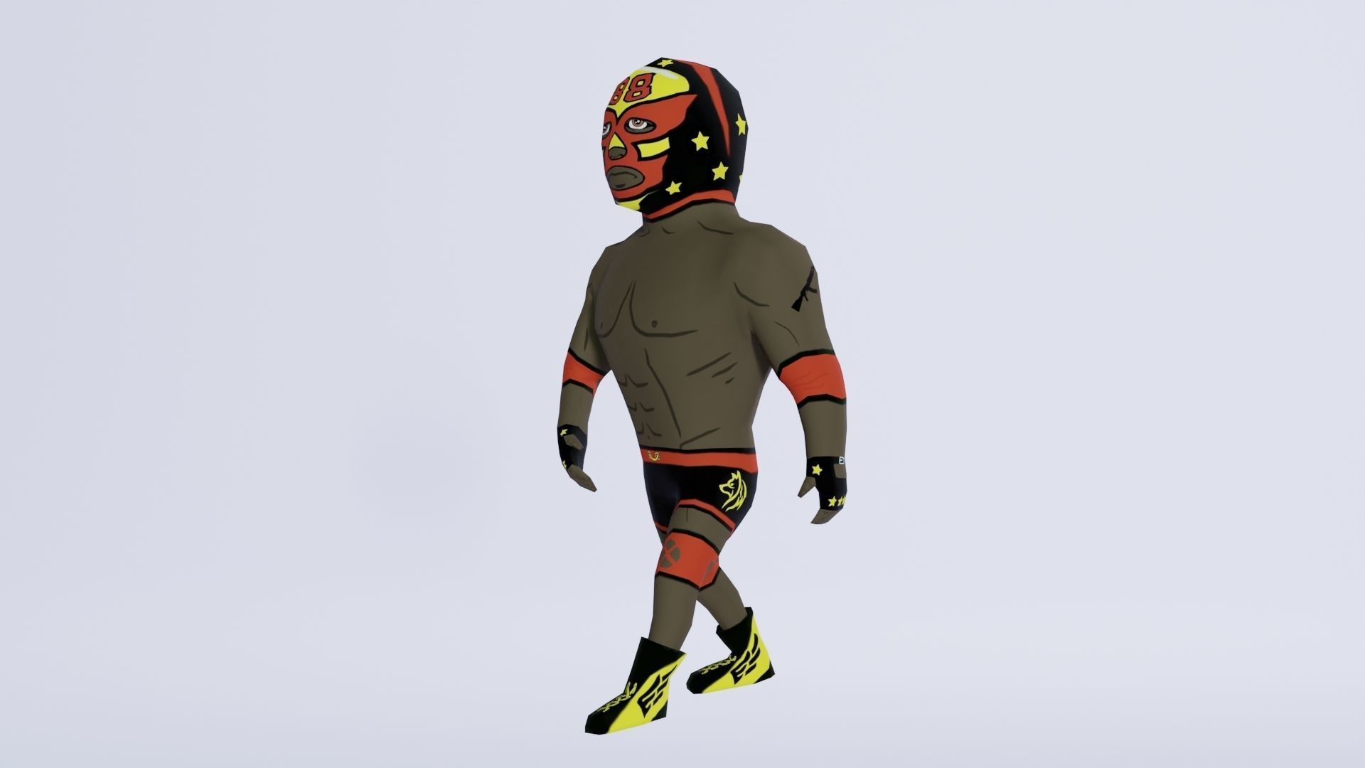 Cartoon Wrestling Character 05 Rigged Low-poly 3D model_1