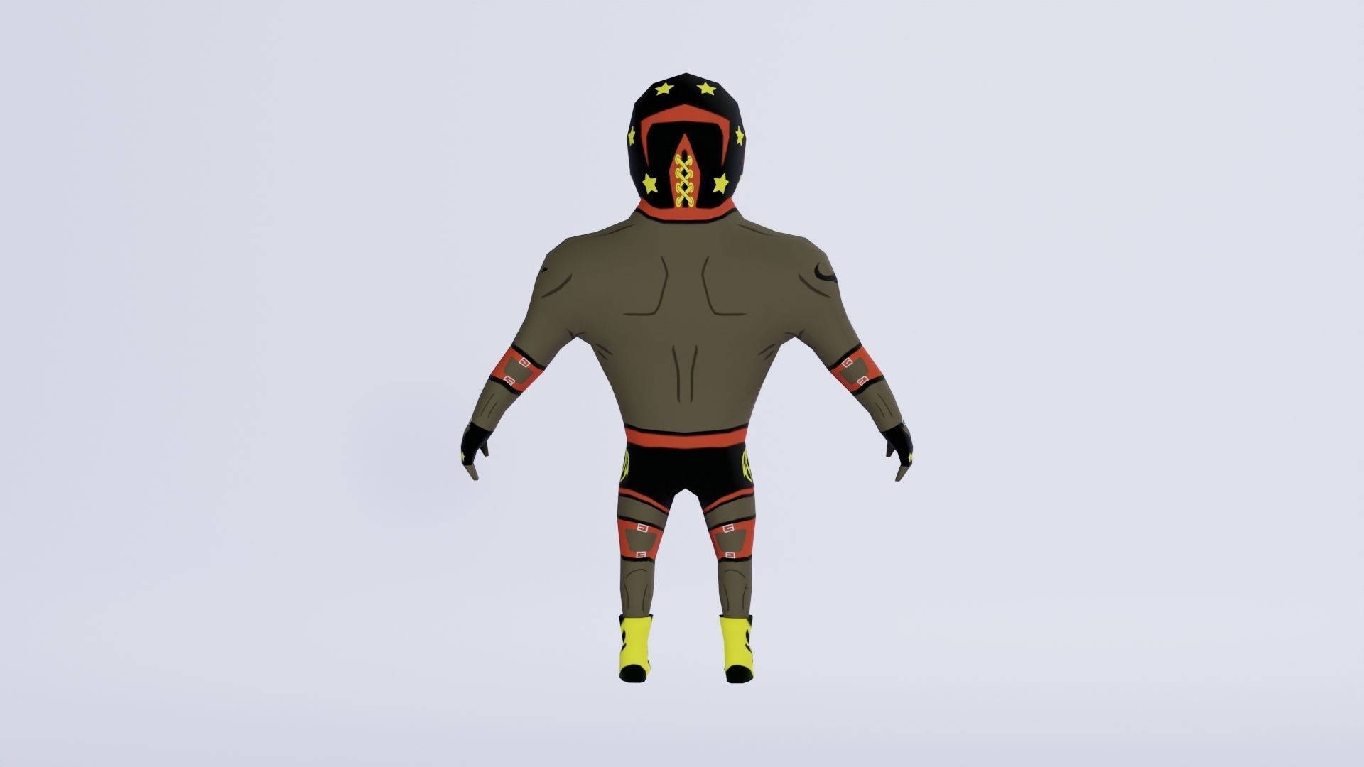 Cartoon Wrestling Character 05 Rigged Low-poly 3D model_2
