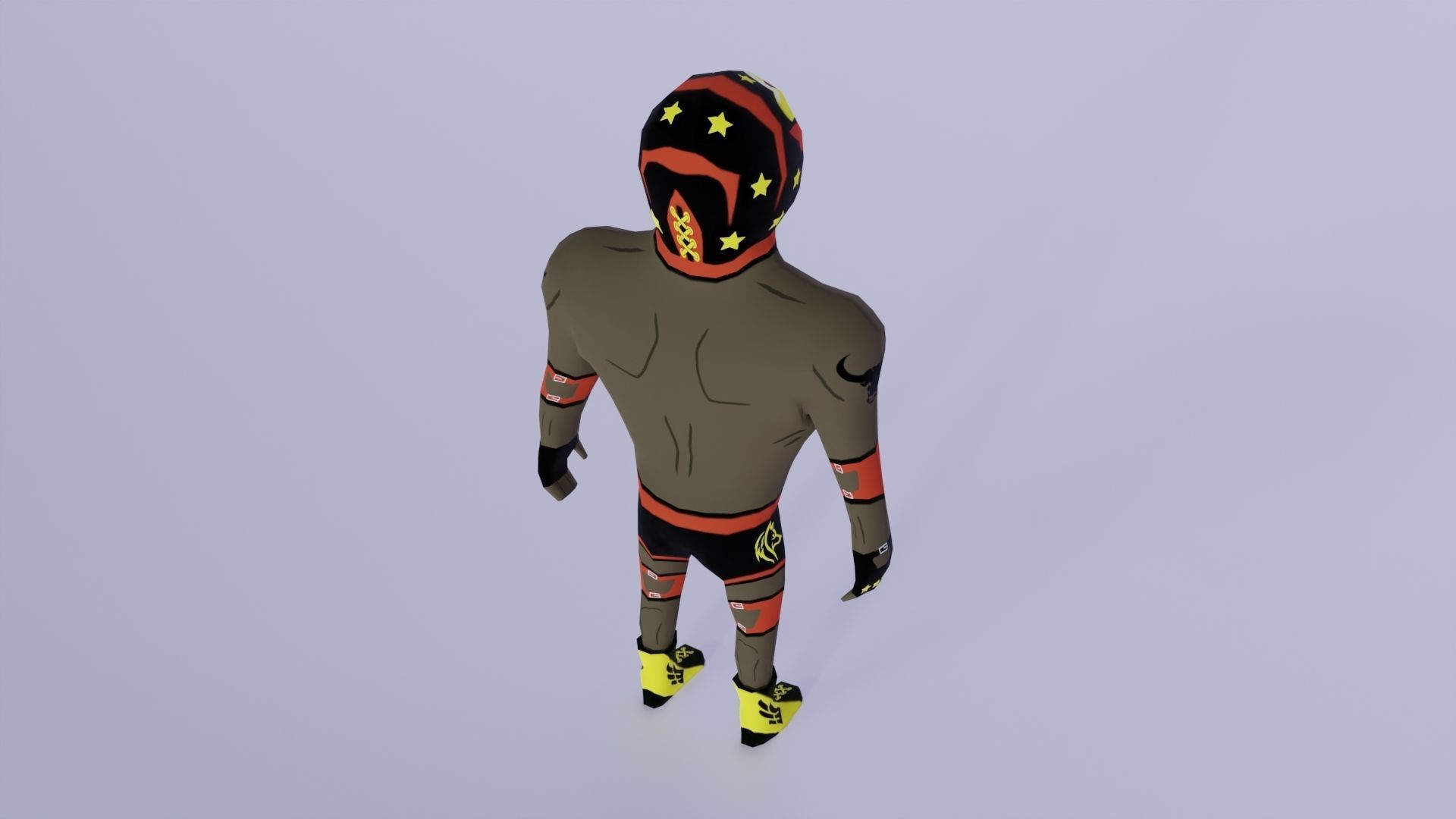Cartoon Wrestling Character 05 Rigged Low-poly 3D model_4