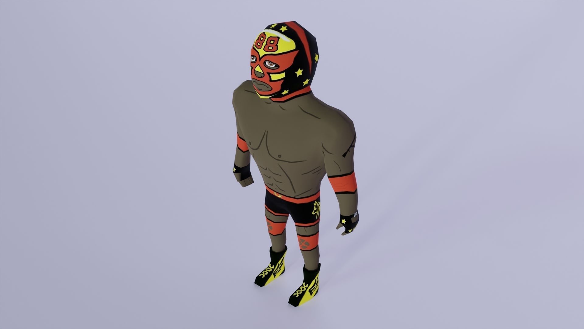 Cartoon Wrestling Character 05 Rigged Low-poly 3D model_3