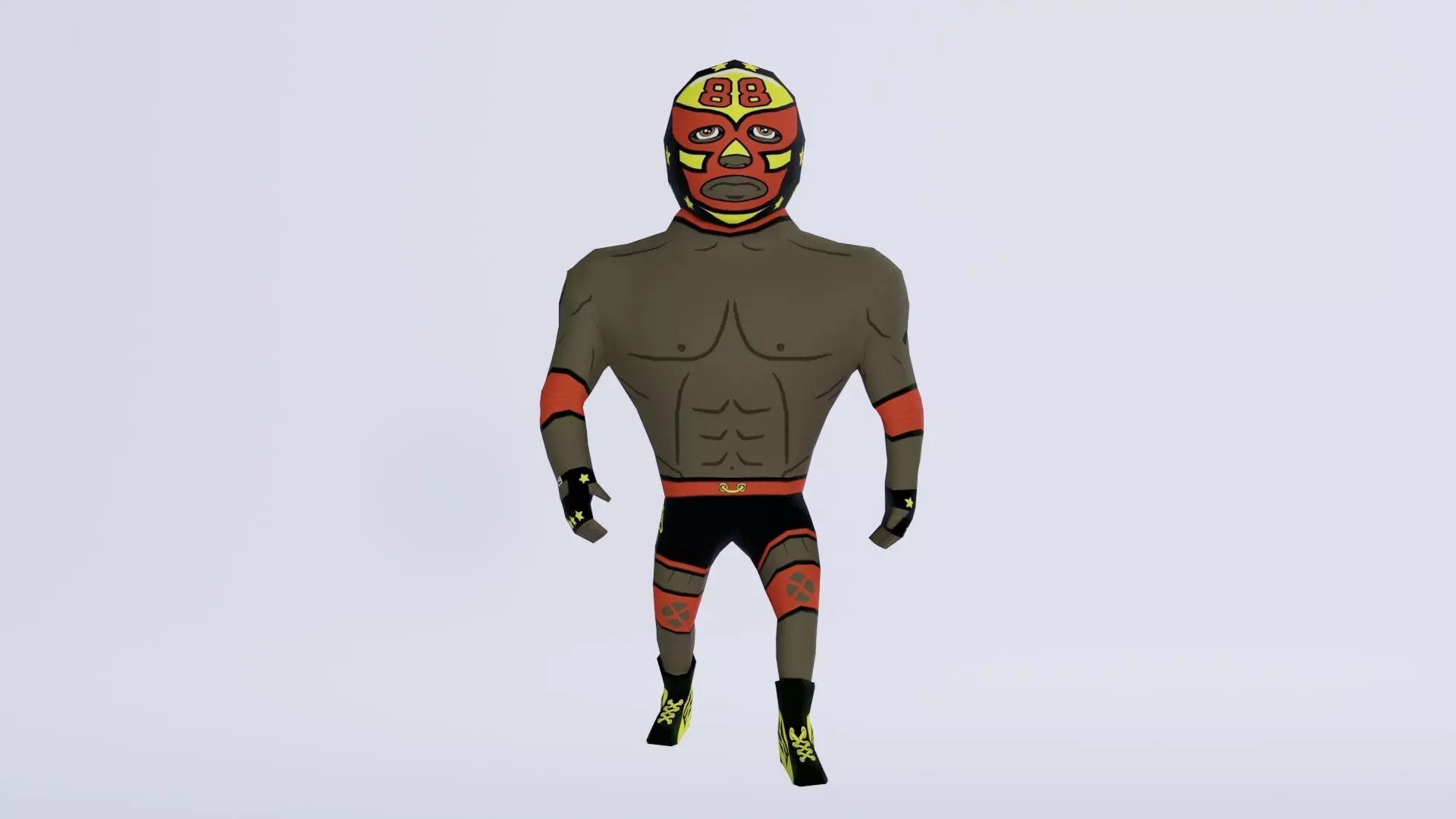 Cartoon Wrestling Character 05 Rigged Low-poly 3D model_0