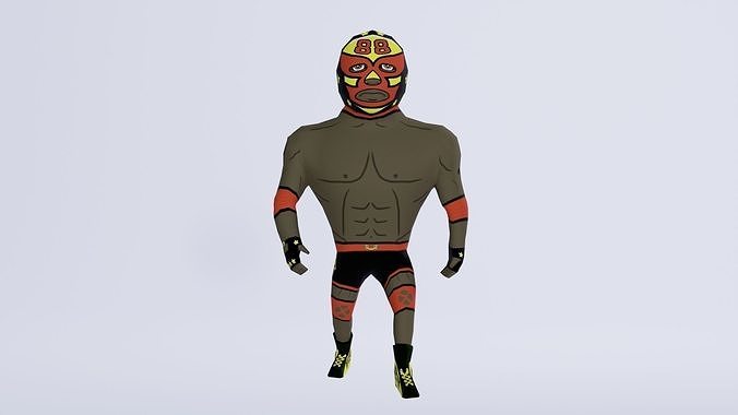 Cartoon Wrestling Character 05 Rigged Low-poly 3D model