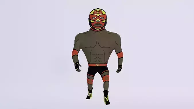 Cartoon Wrestling Character 05 Rigged